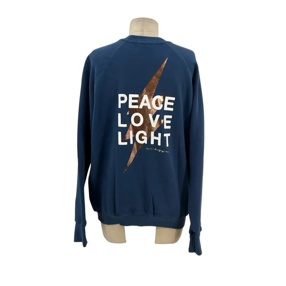 Spiritual Gangster Peace Love Light Sweatshirt Long Sleeve Blue Rose Gold Medium - Picture 7 of 12